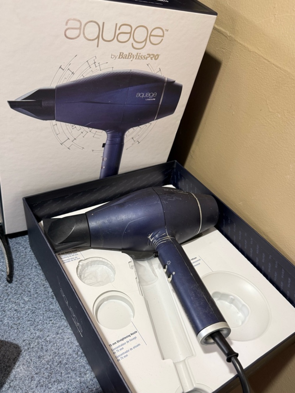 BaByliss Aquage Men's Hair Dryer — Deep Navy Blue